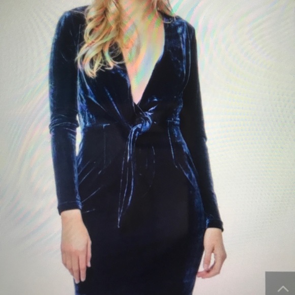 MinkPink Blue Velvet Dress - Picture 4 of 5